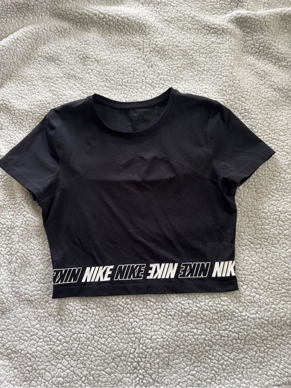 Nike Black Cropped Logo Tee